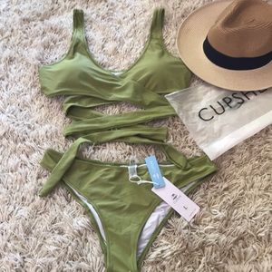 CUPSHE lime green bikini sz L